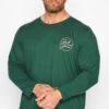 JACK & JONES Big & Tall Green Long Sleeve Printed Logo T-Shirt