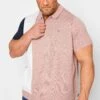 BadRhino Big & Tall Pink Stripe Knitted Polo Shirt