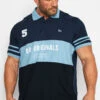 BadRhino Big & Tall Blue Colour Block Logo Polo Shirt