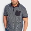 D555 Big & Tall Navy Blue Stripe Polo Shirt
