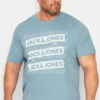 JACK & JONES Big & Tall Blue 'Nordic Active Crew' Logo T-Shirt