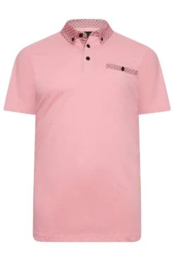 KAM Big & Tall Pink Premium Contrast Collar Polo Shirt -Urban Fitwear Sales 4dc2593d e61b 4d 207769 X