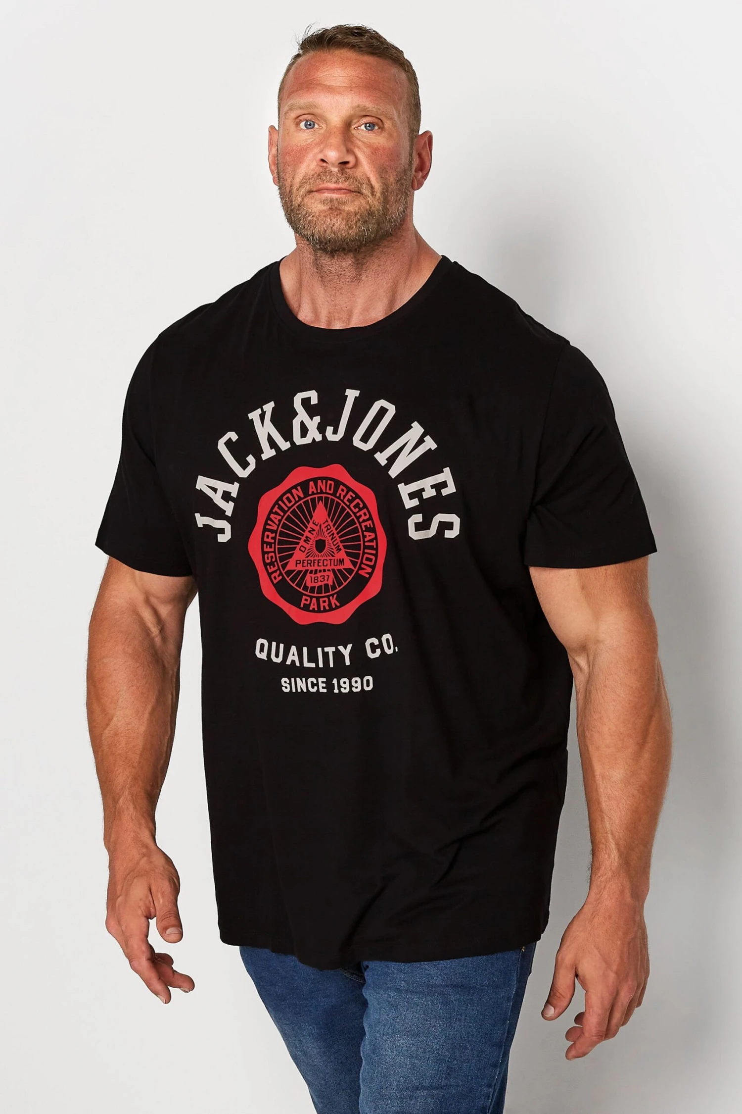 JACK & JONES Big & Tall Black Logo Print T-Shirt 1 JACK & JONES Big & Tall Black Logo Print T-Shirt