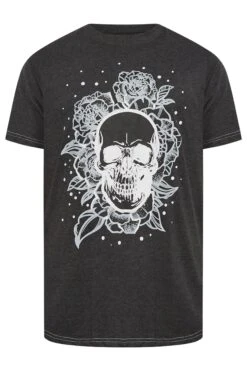KAM Big & Tall Grey Skull Rose T-Shirt -Urban Fitwear Sales 52ddb899 a708 49 207713 X