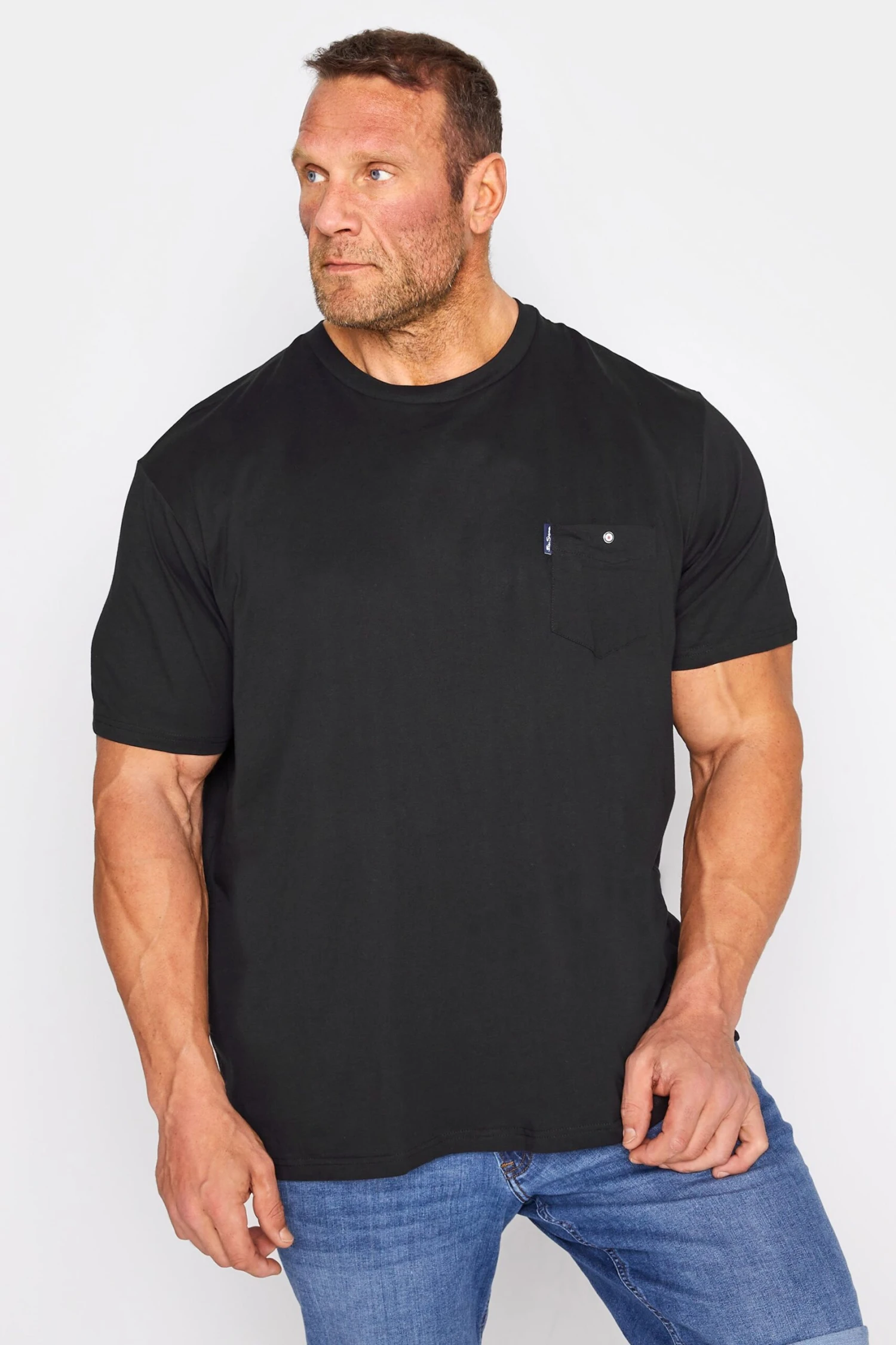 BEN SHERMAN Big & Tall Black Signature Pocket T-Shirt 1 BEN SHERMAN Big & Tall Black Signature Pocket T-Shirt