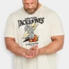 JACK & JONES Big & Tall Cream Skeleton Hand Print T-Shirt