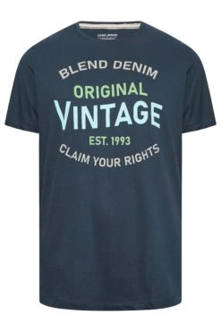 BLEND Big & Tall Navy Blue Vintage Logo Print T-Shirt -Urban Fitwear Sales 55324ffb 1e80 49 207545 X