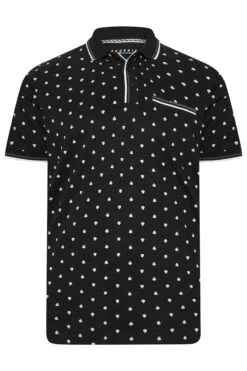 BadRhino Big & Tall Black Skull Print Polo Shirt -Urban Fitwear Sales 5b74b809 2ee2 4c 207335 X