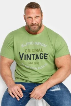 BLEND Big & Tall Green Vintage Logo Print T-Shirt