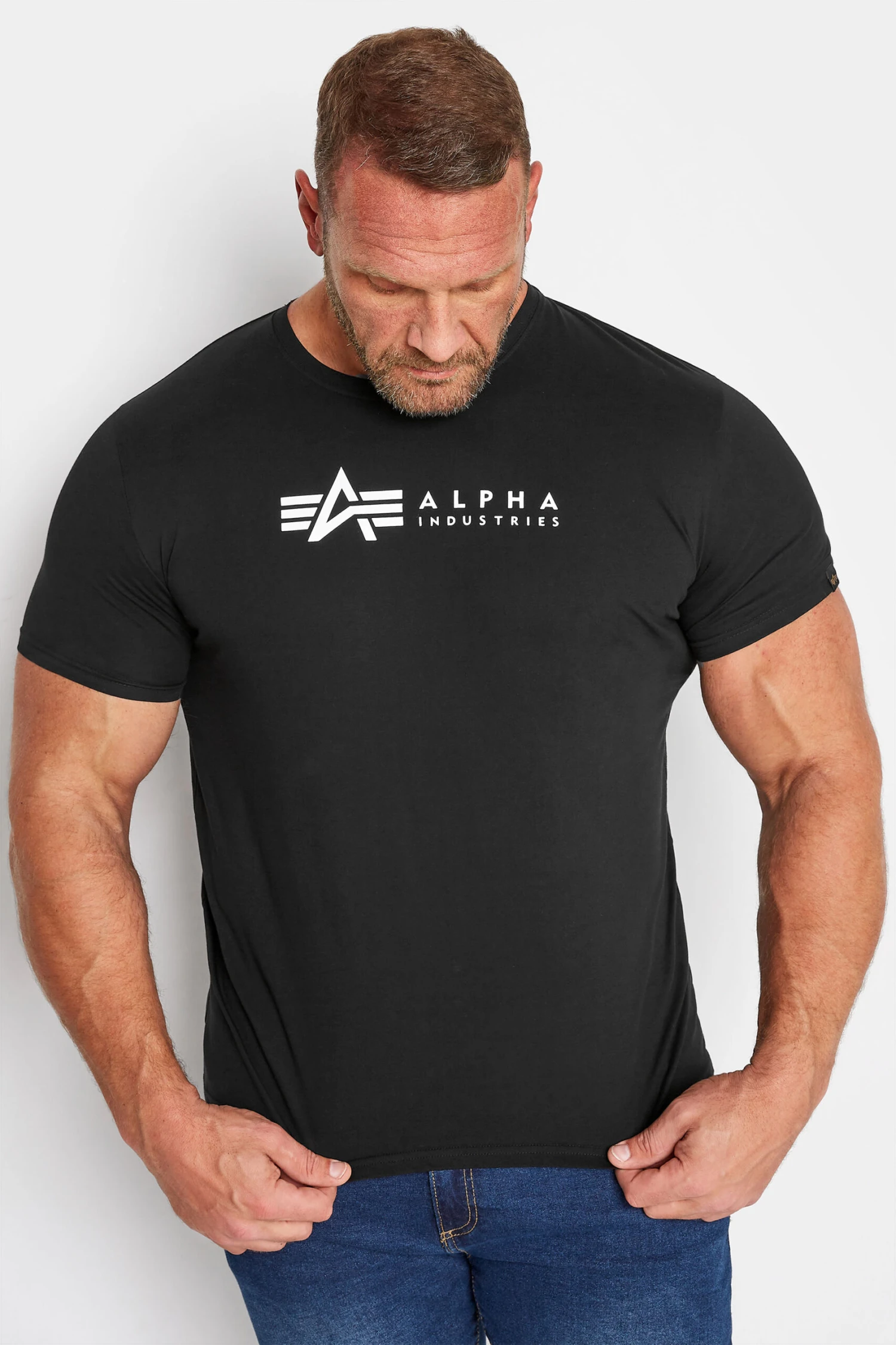 ALPHA INDUSTRIES Big & Tall 2 PACK Black Logo T-Shirts 3 ALPHA INDUSTRIES Big & Tall 2 PACK Black Logo T-Shirts - Image 3