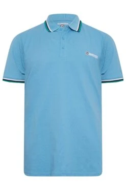 LAMBRETTA Big & Tall Light Blue Tipped Core Polo Shirt -Urban Fitwear Sales 64669d28 529e 44 207824 X