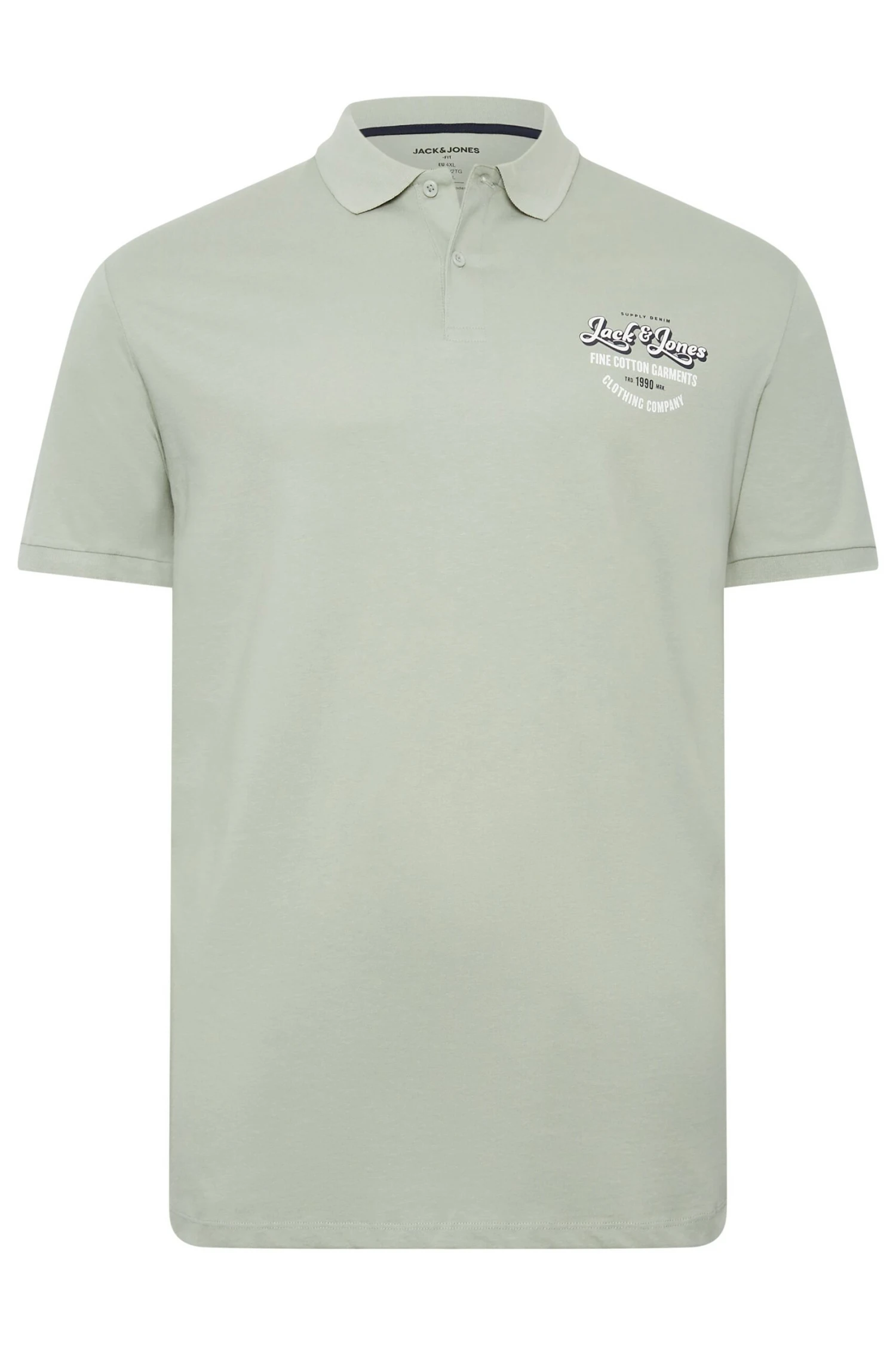 JACK & JONES Big & Tall Light Grey Logo Print Polo Shirt 3 JACK & JONES Big & Tall Light Grey Logo Print Polo Shirt - Image 3