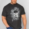KAM Big & Tall Grey Skull Rose T-Shirt