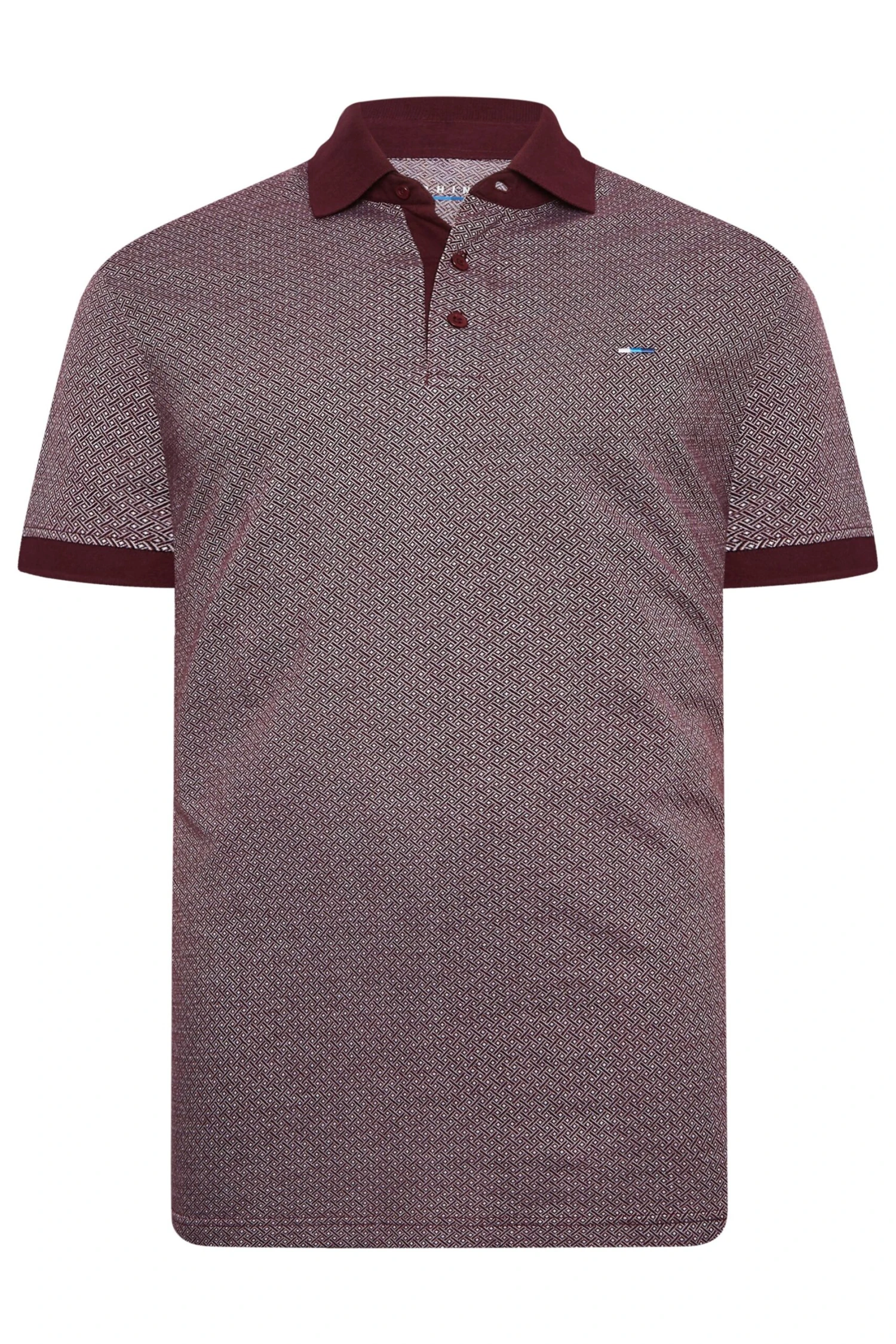 BadRhino Bad & Tall Burgundy Geometric Polo Shirt 3 BadRhino Bad & Tall Burgundy Geometric Polo Shirt - Image 3
