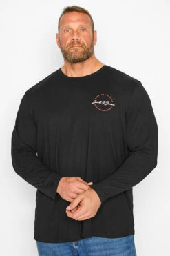 JACK & JONES Big & Tall Black Logo Long Sleeve T-Shirt