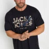 JACK & JONES Black Camo Logo Crew Neck T-Shirt