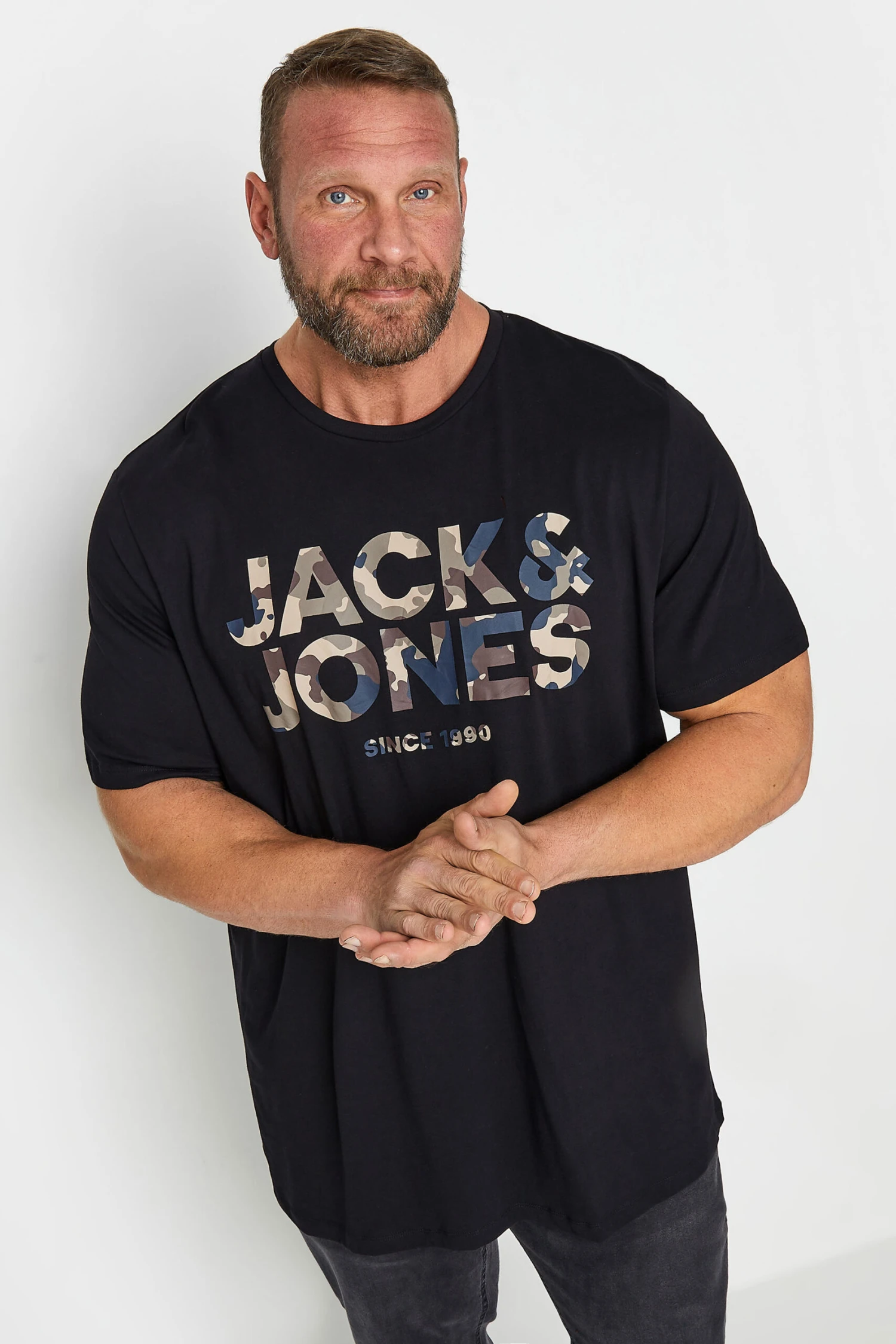JACK & JONES Black Camo Logo Crew Neck T-Shirt 1 JACK & JONES Black Camo Logo Crew Neck T-Shirt