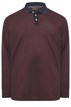JACK & JONES Big & Tall Brown Long Sleeve Polo Shirt -Urban Fitwear Sales 6d251e7c cccc 48 207091 X