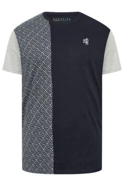 BadRhino Big & Tall Navy Blue & Grey Aztec Print Short Sleeve T-Shirt 5 BadRhino Big & Tall Navy Blue & Grey Aztec Print Short Sleeve T-Shirt -Urban Fitwear Sales 6d9e30ab 54fd 40 207957 X