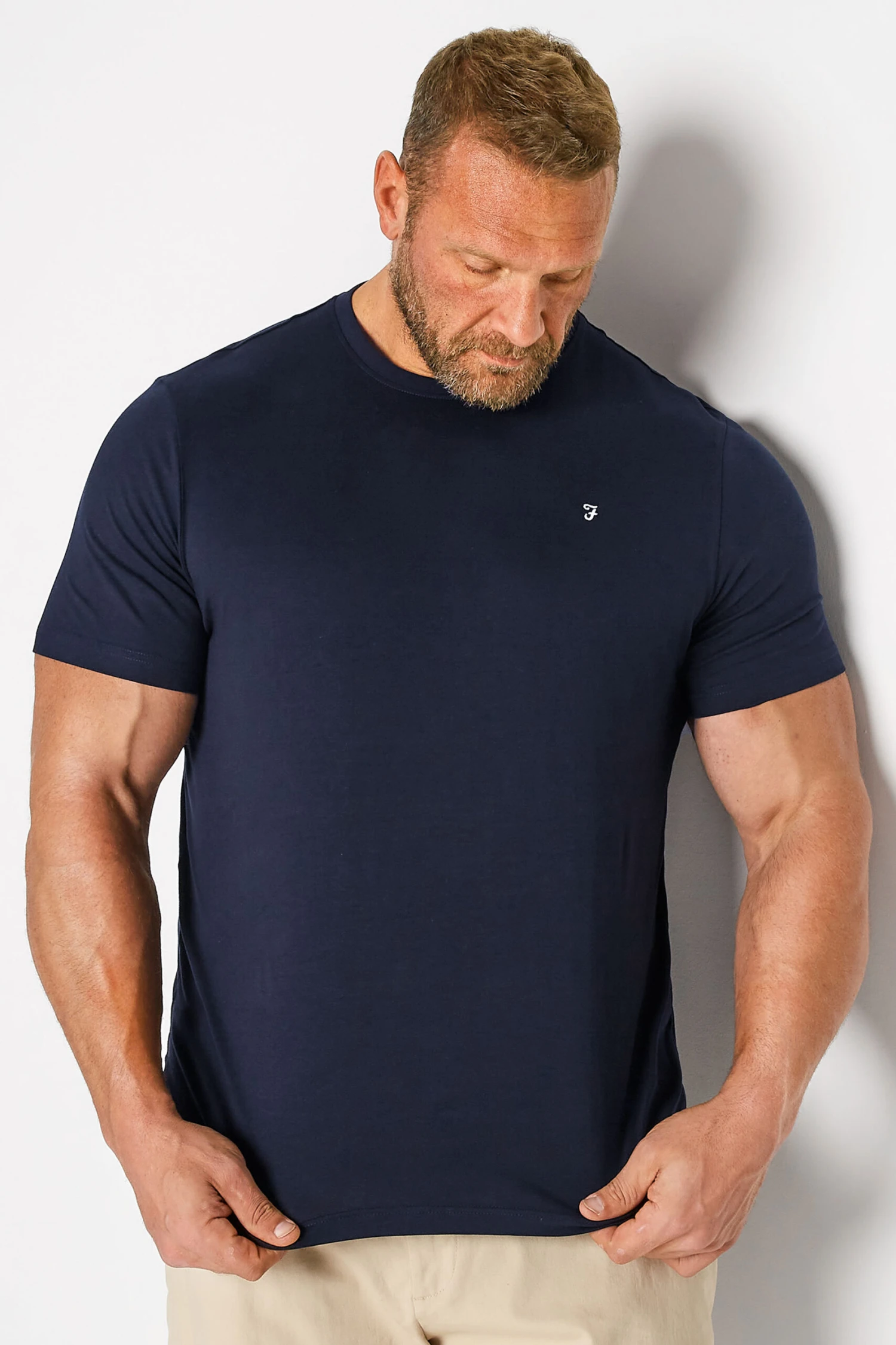 FARAH Big & Tall Navy Blue Core T-Shirt 1 FARAH Big & Tall Navy Blue Core T-Shirt