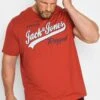JACK & JONES Big & Tall Orange Logo Slogan T-Shirt