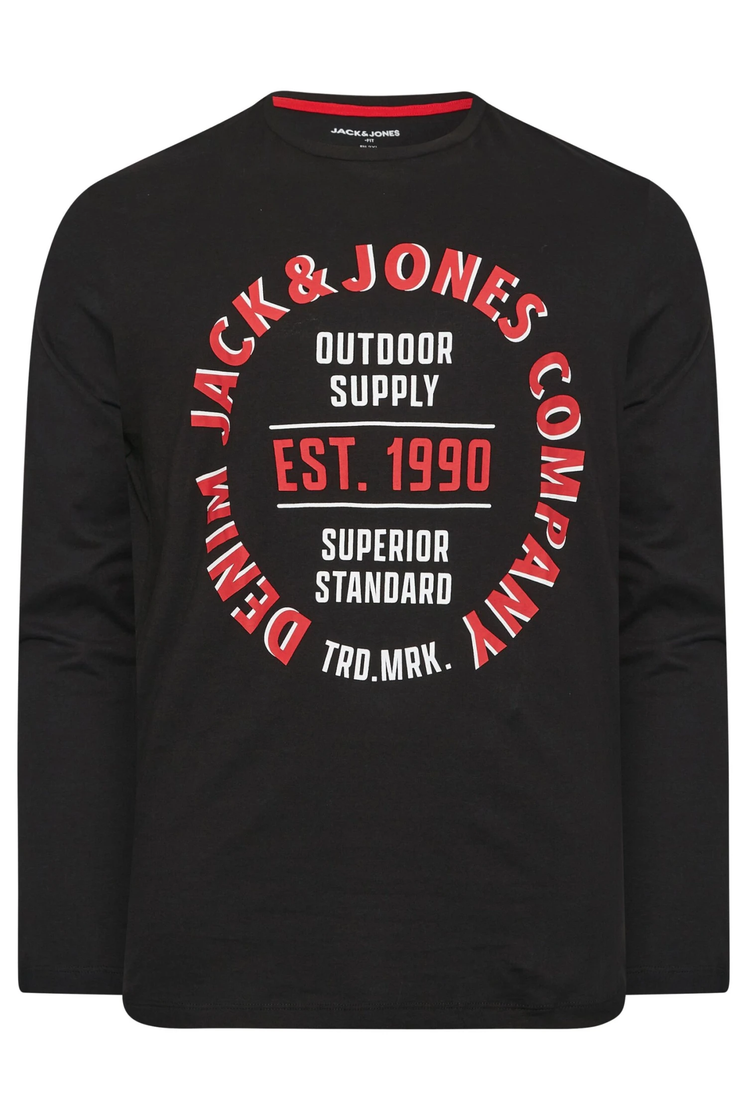 JACK & JONES Big & Tall Black Printed Long Sleeve T-Shirt 3 JACK & JONES Big & Tall Black Printed Long Sleeve T-Shirt - Image 3