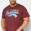 JACK & JONES Big & Tall Dark Red Logo Print T-Shirt