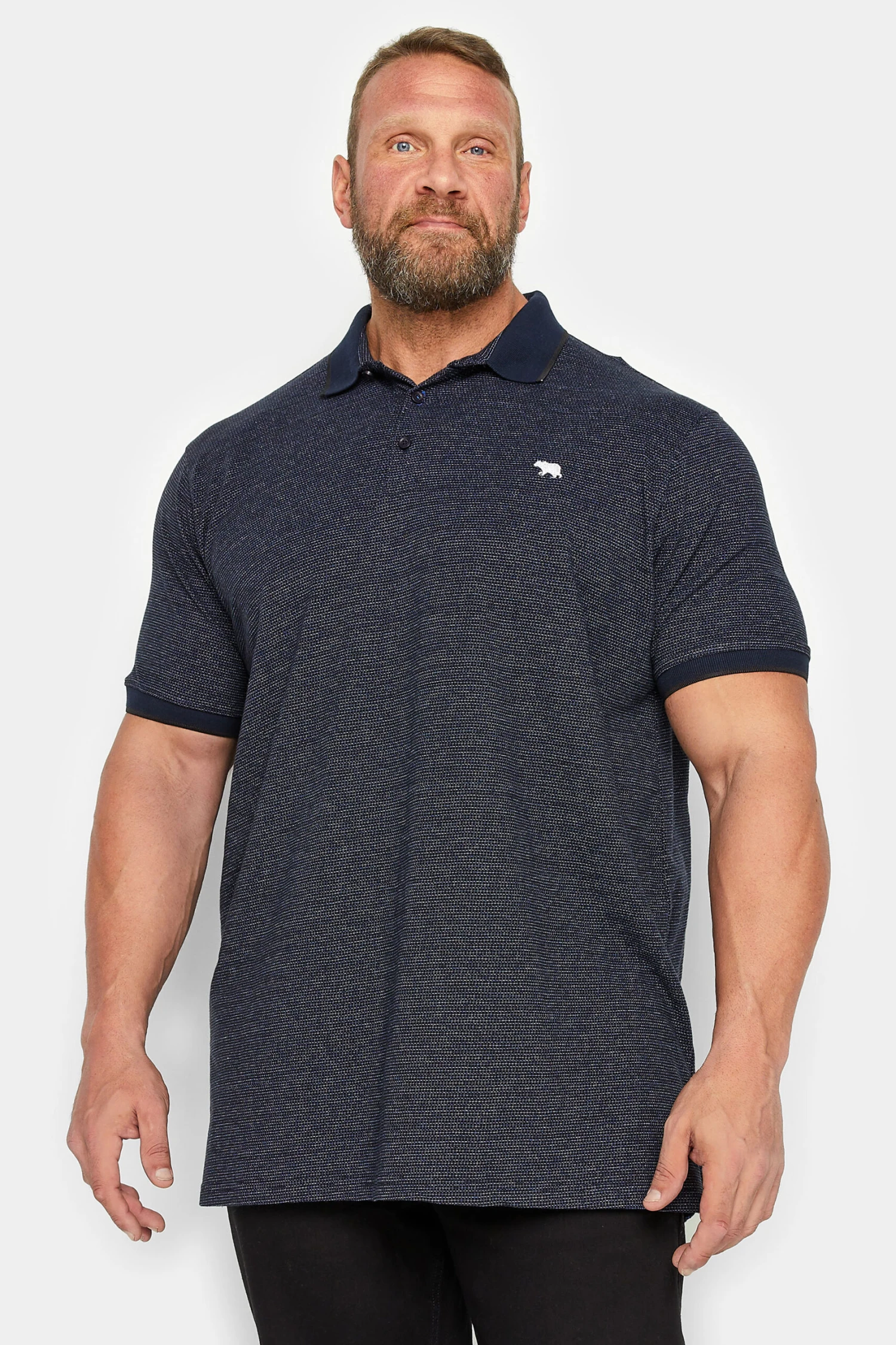 D555 Big & Tall Navy Blue Logo Jersey Polo Shirt 1 D555 Big & Tall Navy Blue Logo Jersey Polo Shirt