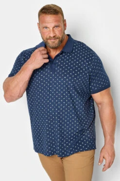 BadRhino Big & Tall Navy Blue Shell Print Polo Shirt -Urban Fitwear Sales 7732e09f 5716 40 208094 A