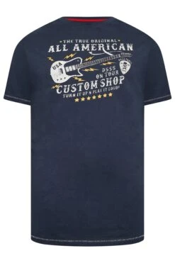 D555 Big & Tall Navy Blue 'All American' Guitar Print T-Shirt -Urban Fitwear Sales 77bbe6c8 cf47 4f 207635 X