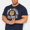 JACK & JONES Big & Tall Navy Blue Denim College Logo T-Shirt