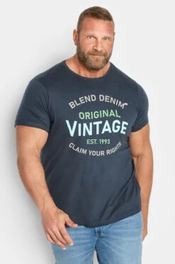 BLEND Big & Tall Navy Blue Vintage Logo Print T-Shirt