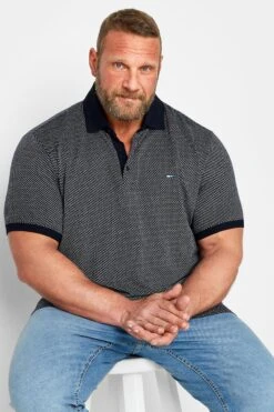 BadRhino Bad & Tall Navy Geometric Polo Shirt