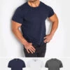LYLE & SCOTT Big & Tall 3 Pack Navy & Grey Core T-Shirts