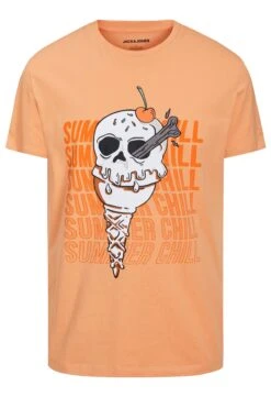 JACK & JONES Big & Tall Orange Ice Cream Skull Print T-Shirt -Urban Fitwear Sales 7f0bc183 2855 48 207320 X