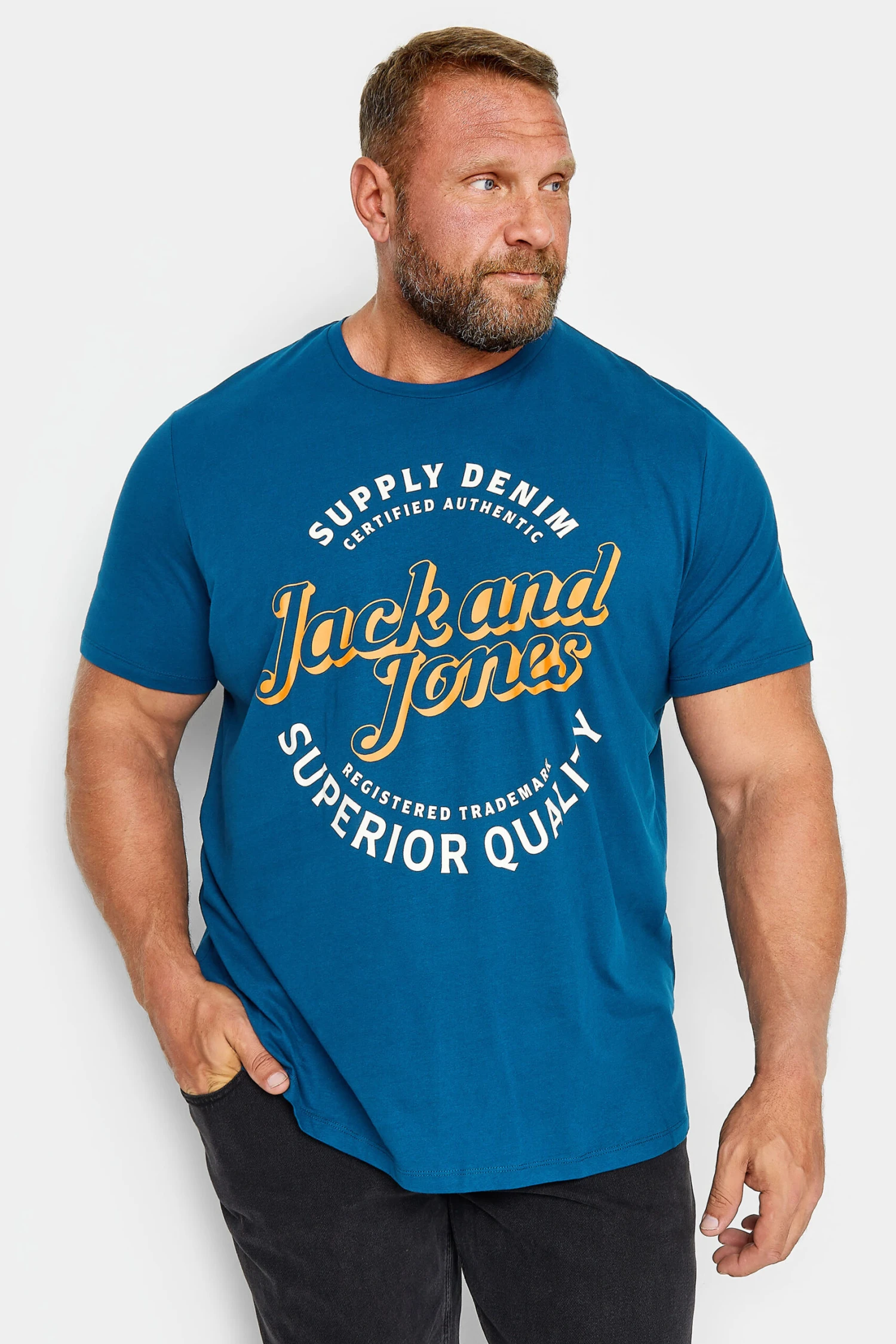 JACK & JONES Big & Tall Navy Blue Short Sleeve T-Shirt 1 JACK & JONES Big & Tall Navy Blue Short Sleeve T-Shirt