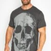 BadRhino Big & Tall Charcoal Grey Skull Print T-Shirt