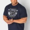 D555 Big & Tall Navy Blue 'All American' Guitar Print T-Shirt