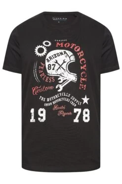 BadRhino Big & Tall Black Helmet Print 'Motorcycle' Slogan T-Shirt -Urban Fitwear Sales 846f8be8 a5ce 42 207972 X