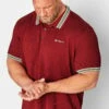 BEN SHERMAN Big & Tall Burgundy Red Stripe Tipped Polo Shirt