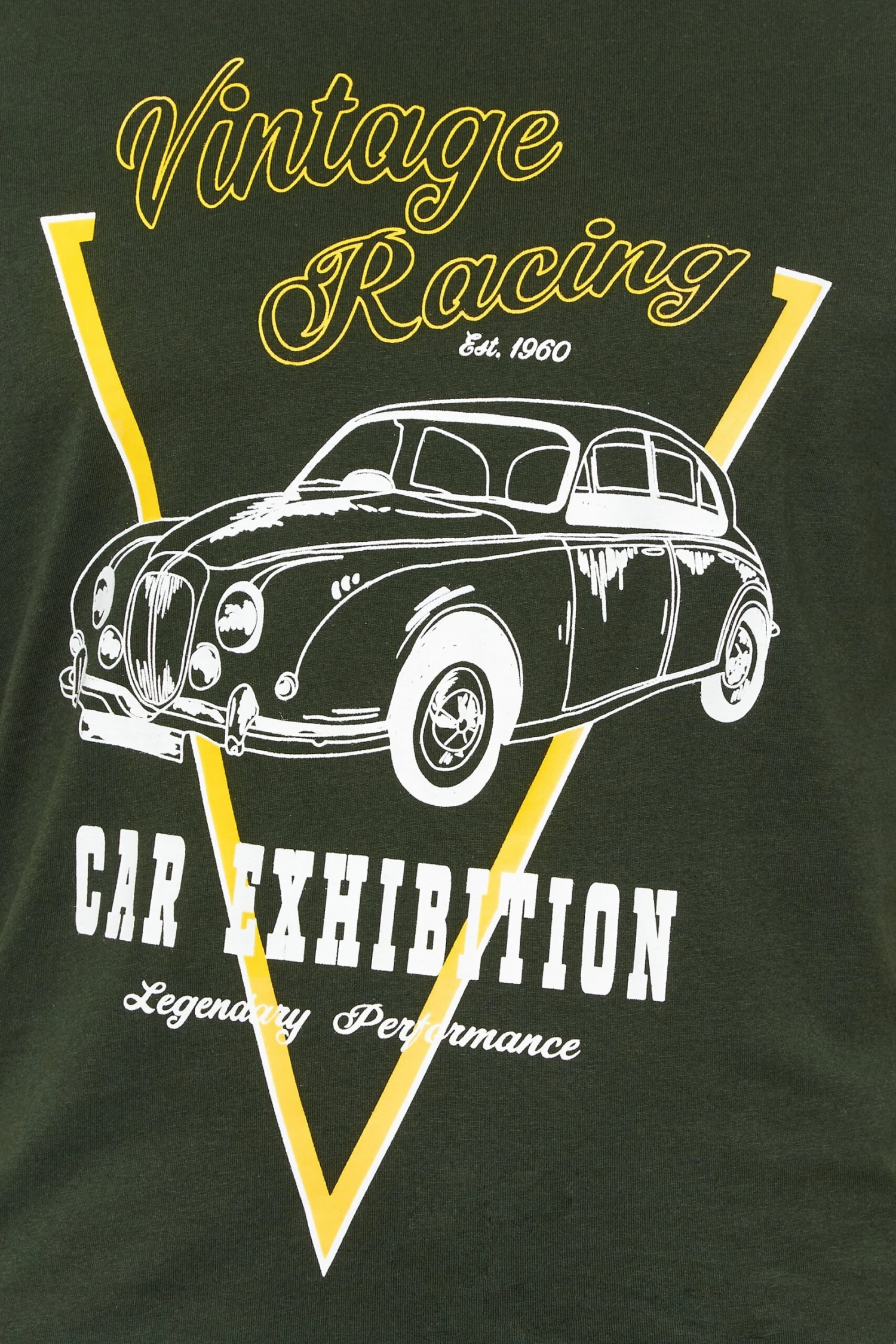 BadRhino Big & Tall Dark Green 'Vintage Racing' Car Print T-Shirt 2 BadRhino Big & Tall Dark Green 'Vintage Racing' Car Print T-Shirt - Image 2