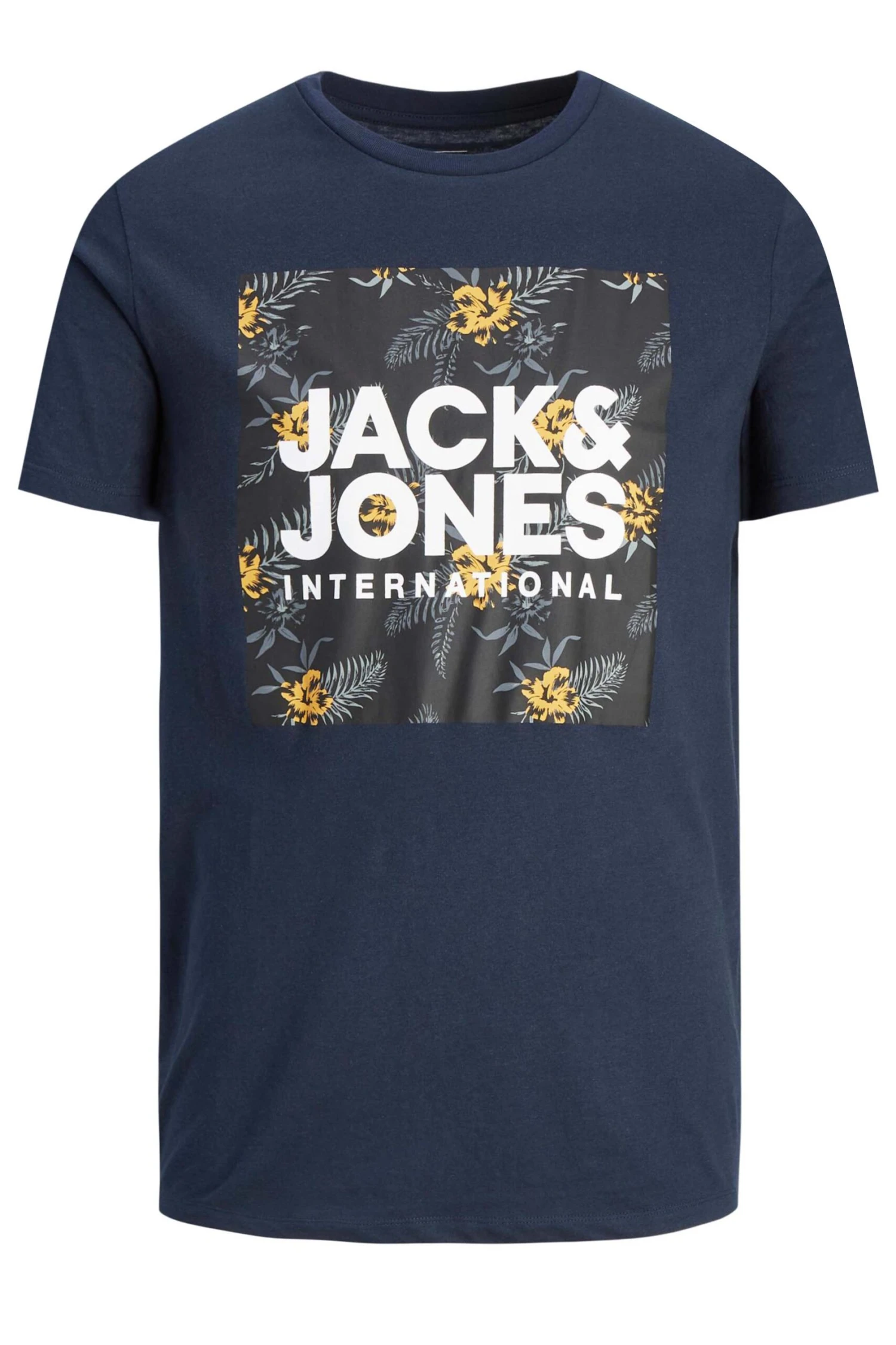 JACK & JONES Big & Tall Navy Blue Tropical Logo Print T-Shirt 2 JACK & JONES Big & Tall Navy Blue Tropical Logo Print T-Shirt - Image 2