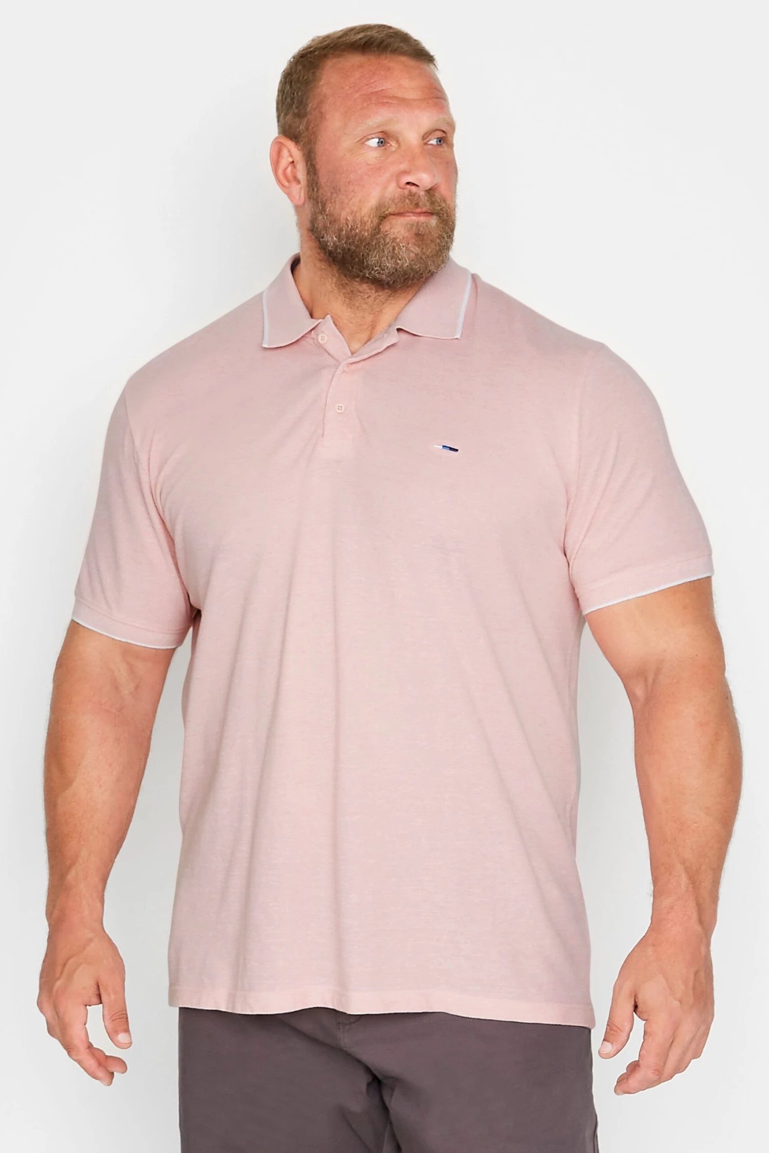 BadRhino Big & Tall Light Pink Birdseye Polo Shirt 1 BadRhino Big & Tall Light Pink Birdseye Polo Shirt