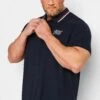 JACK & JONES Big & Tall Navy Blue Short Sleeve Logo Polo Shirt