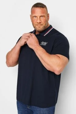 JACK & JONES Big & Tall Navy Blue Short Sleeve Logo Polo Shirt