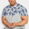 BadRhino Big & Tall Grey Hawaiian Print T-Shirt