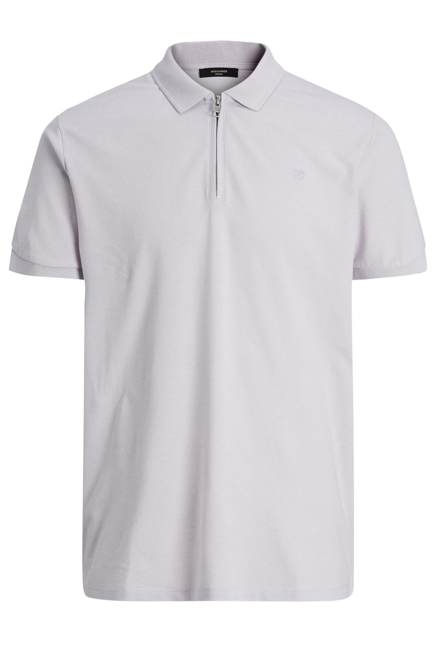 JACK & JONES PREMIUM Big & Tall Light Purple Zip Polo Shirt 2 JACK & JONES PREMIUM Big & Tall Light Purple Zip Polo Shirt - Image 2