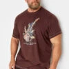 D555 Big & Tall Burgundy Red Lightning Bolt Guitar Print T-Shirt