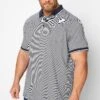 ESPIONAGE Big & Tall Navy Blue Stripe Polo Shirt