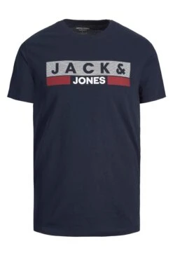 JACK & JONES Big & Tall Navy Blue Logo Print Short Sleeve T-Shirt -Urban Fitwear Sales 95ec67ac 594d 48 207185 X